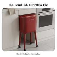 Trash Can with Wheels Large Capacity Press Top Garbage Can Rolling Kitchen Garbage Bin No-Bend Design Slim Kitchen Waste Basket