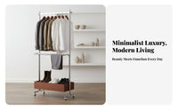 Minimalist Design Rolling Clothes Rack Rust Resistant Stainless Steel Garment Holder Long-Lasting & Sturdy Metal Clothing Hanging Rack Stable Load-Bearing for Students, Renters, Homeowners, Living Room, Entryway, Apartment, Dormitory