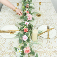 Artificial Rose Vine Spring Faux Flower Garland for Home Outdoor Wedding Background Decoration