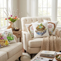 Easter Cushion Cover Spring Throw Pillowcase Bunny Cushion Cover for Home Sofa Couch Bed Decoration