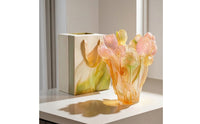 Lily Vase Amber-Gold Art Glass Vase Decorative for Shelf Display