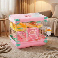 Double Layer Hamster Cage for Dwarf Hamster, Portable and Wire Multi Level Habitat, Two Tier Small Animal Habitat Suitable for Beginners