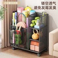 瑜伽垫收纳筐带轮家用体育用品收纳架整理神器健身运动器材置物架