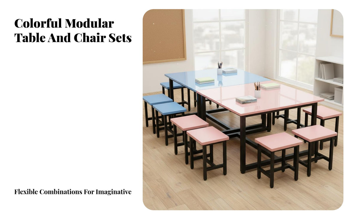 Kindergarten Drawing Table Versatile Kids Craft Table and Chair Set Easy to Clean Classroom Study Desk for Students, Tutoring Center, Playroom, Home