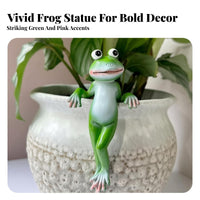Resin Frog Statue Cute Design Funny Resin Frog Creative Poses Flower Pot Statue for Balcony, Desktop