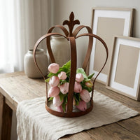 Crown Flower Holder Easy to Clean Iron Crown Holder Weathered Finish for Balcony