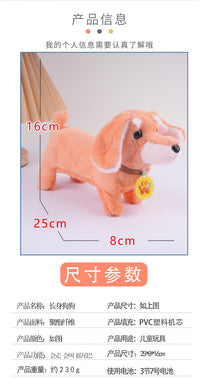 Electric Plush Dachshund Dog Toy with Walking, Sound, and Tail Wagging