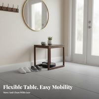 Robot Vacuum Cover Table Premium Wood Robot Vacuum Hutch with Optional Wheels Chinese Design for Entryway