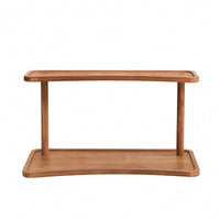 Simple Display Shelf with Two Tiers Space-Saving Wooden Display Shelf Minimalist Aesthetic for Desk