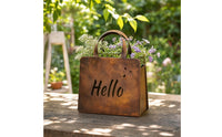 Handbag Planter with Curved Handle Rusted Handbag Planter Double-Sided Decorative Bag-Shaped Flower Pot for Fence, Entryway