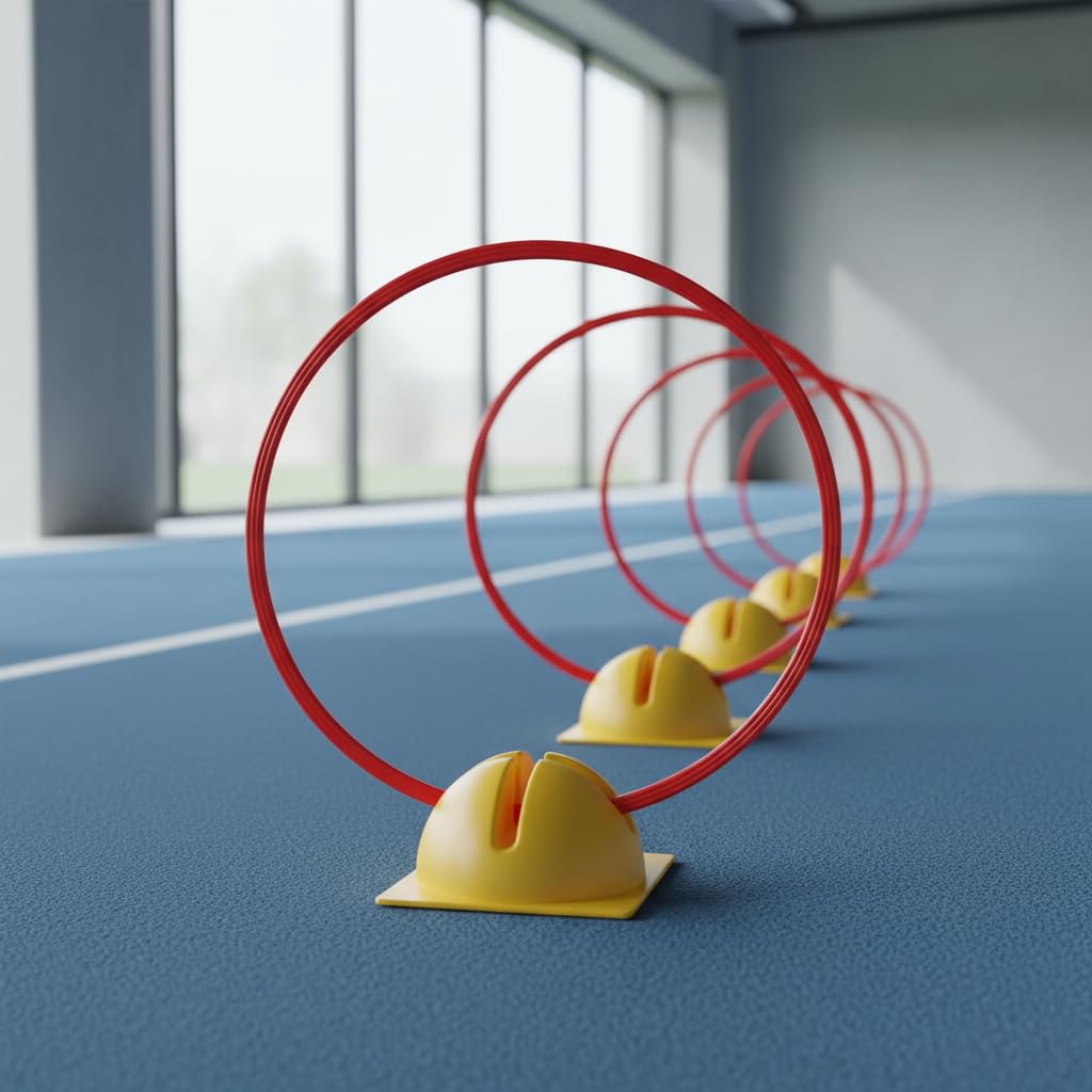 Soccer Corner Flag Pole with Water-Filled Base, Agility Ring, and Obstacle Marker Training Set