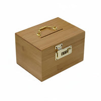 Wooden Piggy Bank with Combination Lock Treasure Chest Home Decoration for Adults