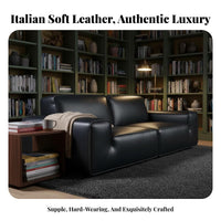 rectilinearlook Sofa Full real leather Living Room Furniture Top-Grain Cowhide Couch for Apartment Dwellers, homeowners, Home, Reception onice