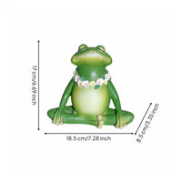 Meditation Frog Statue Green Finish Outdoor Decoration Waterproof for Garden