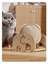 Ferris Wheel Sisal Cat Scratcher Ball with Elephant, Bear, and Windmill Designs