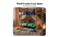Solid Wood Bunk Bed Guardrail Wooden Bunk Bed Sturdy Construction Bedroom Furniture for Teenagers, Guests, Small Room, Dormitory, Apartment
