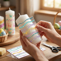 Easter Candle Sticker Multi Glitter Candle Tattoo for Crafters, Christmas, Holiday