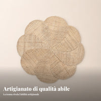 Round Flower Placemat Ramie Fiber Flower Placemat Natural Beige