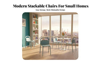 Stackable Plastic Chair Thickened Construction Indoor Seating Bright Hues Easy to Clean for Apartment Dwellers, Kitchen, Cafe