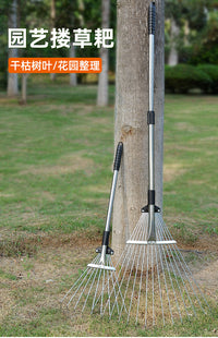 Leaf Rake with 24 Teeth and 1.2m Handle, Plastic, for Lawn Care