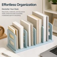 HIPS Bookends, 4 Piece Shelf Bookend for Dorm Office Apartment, Clean Contemporary Desk Bookends, 348x150x140mm, Assembly Required
