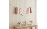 Wooden Bead Tassel Banner Photo Prop Party Supply Handmade for Infants