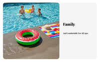 High Buoyancy Fruit Design Swim Circle Long-Lasting PVC Material Fruit Design Pool Inflatable Heavy Duty Watermelon Swim Circle Portable for Children, Adults, Beach, Water Party