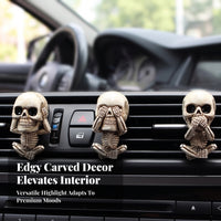 Aged-Bone Look Car Vent Ornament with Clip Long-Lasting Skeleton Skull Figure Gothic Resin Skeleton Ornament Spooky for Goth Decor Lovers, Halloween Decoration