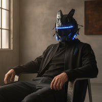 Futuristic Helmet Mask with LED Hard-Shell Cyberpunk Mask Glossy Headwear Techwear for Cosplayers, Cosplay, Festivals, Parties