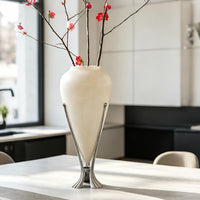 French Vintage Metal Stand Translucent Fiberglass Vase for Living Room Hallway Flower Arrangement Artistic Decoration