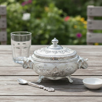Sugar Bowl with Lid and Spoon Ornate Sugar Bowl with Lid Lidded for Hosts