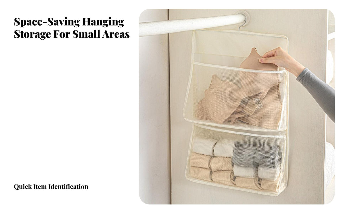 Sock Underwear Organizer Space Saving Hanging Mesh Storage Simple Organizer to Use Closet Underwear Organizer for Students, Adults, Dorm Room