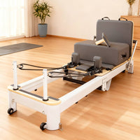 Aluminum Alloy Foldable Pilates Reformer Bed Padded Pilates Reformer Bed Resistance Ropes Pulley System