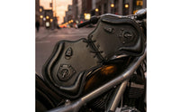 Saddle Embellishment with Rebellious-Gothic-Influenced Frame Trim Retro Motorcycle Accessory for    Riders, Street Riding