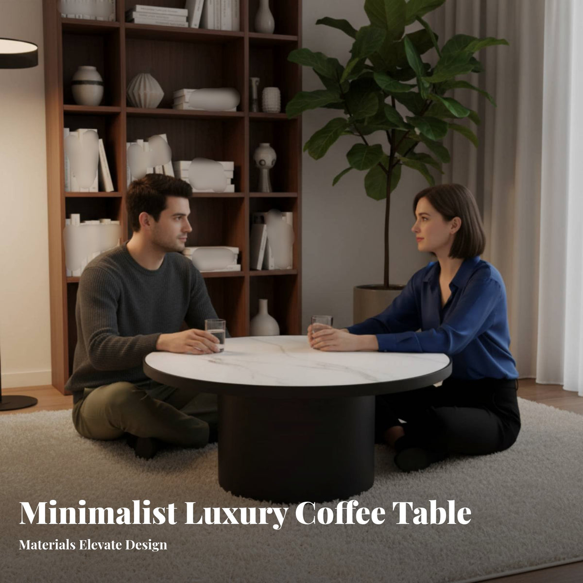 2 Pieces Space-Saving Nesting circular tables Sintered Stsingle Top Nesting Table Set Modern Minimalist & design Living Room Furniture Multi-Functional for Apartment Dwellers, homeowners, Interior Designers, Small areas, Lounge Area, Office, Bedroom