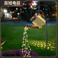 跨境太阳能水壶灯铁艺流水花洒灯户外防水庭院装饰花园地插草坪灯