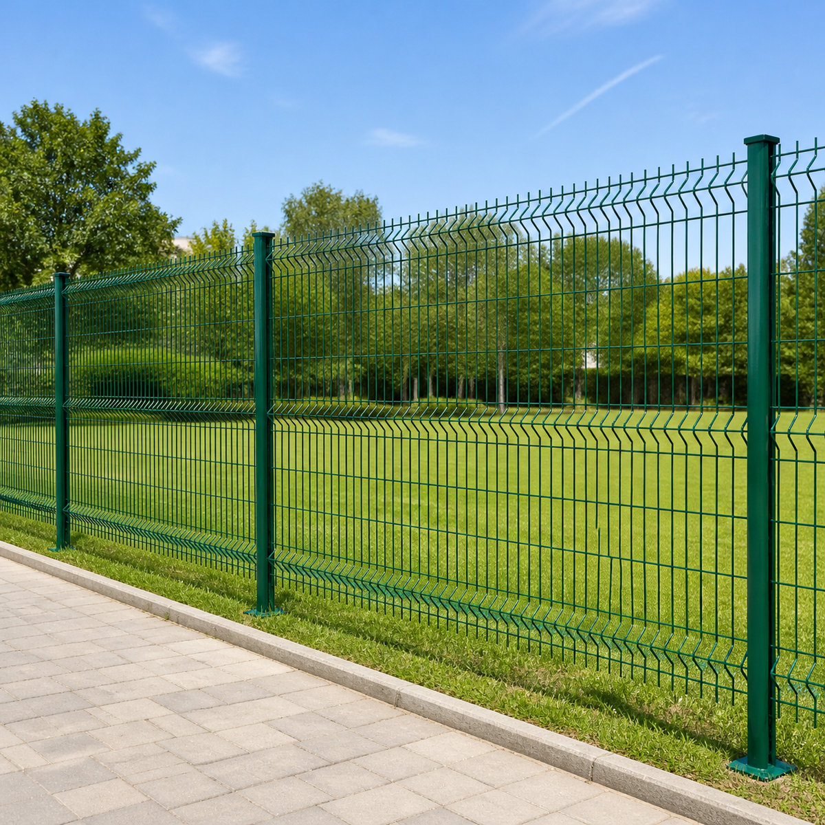 Outdoor Fence, Outdoor Barrier, Animal-Proof Net, Low Carbon Steel, Green, 60x60mm Mesh, 3D Bending Process
