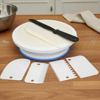 Rotating Design Cake Turntable and Decorating Set All-in-All-Inclusive Cake Turntable Stainless Steel Spatulas Baking Supplies Set Food Grade Material for Home Bakers, Beginners