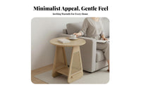 Round End Table with Woven Panels Space Saving Round End Table Rattan Decorative Suggestion Retro-Modernera Modern Design