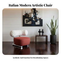 Sled Base Armchair Light Luxury Upholstered Single Seater Italian and design Comfortable Padding for Business Owners, Bedroom