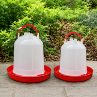 Poultry Feeder 5L, Set of 2, Round & Leak-Proof, 10cm High, for Chicken Coop and Ornamental Poultry