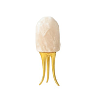 Crystal Stone Ornament with Metal Base Natural Decorative Accent Sculptural