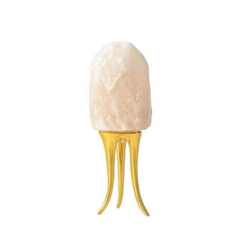 Crystal Stone Ornament with Metal Base Natural Decorative Accent Sculptural