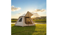 Quick Setup Inflatable Tent with Awning Heavy Duty Air Tent with Canopy Breathable Inflatable Cabin Spacious for Families