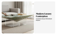 levitating visual effect Acrylic Leg Coffee Table Minimalist Living Space Design Room Furniture Modern visual Artistic Centerpiece for Interior Decorators, Designers, residents, Lounge Area, Office Reception, Den, Apartment
