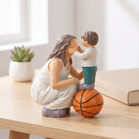 Decorative Family Figurine Glossy Cartoon Ornament Painted Resin Statue Detailed for Families, Shelf, Desk, Bedside Table