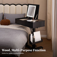 Wheeled fold-up Makeup Chest Movable with casters Vanity Table Vintage design versatileUse for Women, Students