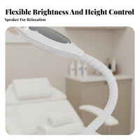 Flicker-Non-Flickering Shadowless Beauty Lamp Wheeled Base Esthetician Rolling Light Dimmable Gooseneck Task Light 16x Magnification for Artists, Dermatologists, Medical Office, Workshop, Crafting, Reading