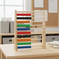 Children's Arithmetic Rack Develops Math Skills Wooden Abacus Smooth Sliding Beads 10-Row Counting Frame for Kids, Beginners, Classroom, Homeschooling