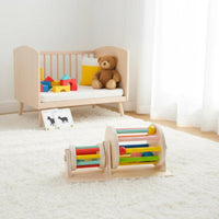 Early Education Infant Rolling Drum Toy Makes Sound Color Recognition Drum Detachable Rattle Built-in Mirror for Playroom